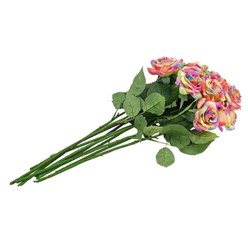10 Galvų Spalvinga Rose Dirbtinių Gėlių prancūzijos Šilko Gėlių Rožių Puokštė Susitarimas dėl Vestuvių Nuotakos Šalis, Namų Biuro Dekoras