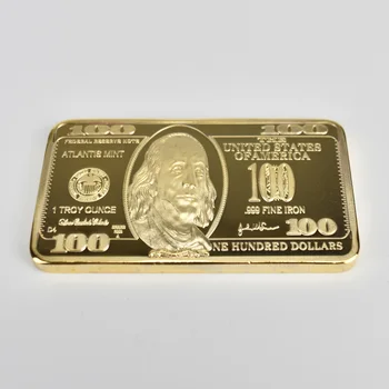 100 Doleriu Aukso Juosta 100 USD$ tauriųjų metalų 24k Auksu paauksuoti Baras Amerikos Metalo Monetos, Aukso Barai USD su Dovanų Dėžutė