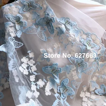 1meter 3D drugelis gėlių siuvinėjimo nėrinių audinys sunkus rankų darbo drabužių, sijonas, suknelė, net marlės audinio