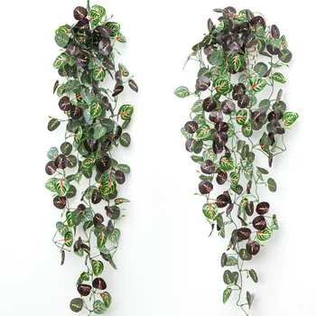1PC110 cm, žalia viskozė, kabančių augalų lapų vainikas vynuogių lapų 