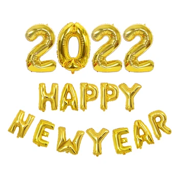 1set 2022 Laimingų Naujųjų Metų Balionai 16inch Rose Gold Skaičius Folija Helio Kamuolius 2022 Naujųjų Metų Įvykis Šalies Apdaila Globos Prekes