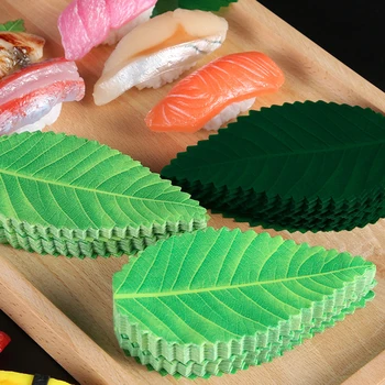 200Pcs Japonų Maisto Suši Apdailos Lapai Plastiko Žalias Lapas Suši Žalia Žolė Sashimi, Dekoratyviniai Virtuvės Valgių Dekoro Priemonė