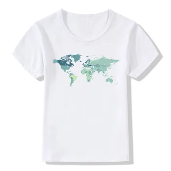 2019 Vaikų Spausdinti Pasaulio Žemėlapyje T-shirt O-Kaklo trumpomis Rankovėmis Vasarą Vaikai, Mergaitės ir Berniukai, Streetwear Atsitiktinis T Shirt Baby Top Tee ooo729
