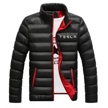 2020 Naujas Tesla 4 Spalvų Streetwear Striukės Automobilio Logotipas Užtrauktukas Vyrų Spausdinti Atsitiktinis Kamšalu Sporto Paltai Vyro Hip-Hop Medvilnės Kolegijos Viršūnės