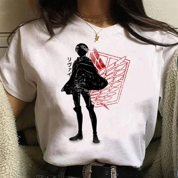 2021 Japonų Anime T-shirt Moterų Spausdinti Puola Titan Galutinis Sezono marškinėliai Kawaii Animacinių filmų Titan Ataka Grafinis Tee Moterims