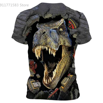 2021 Juros periodo Pasaulyje Sumažėjo Karalystės Kietas Dinozaurų Galvos 3D Print T shirt Vyrai/Moterys Hiphop Tee Marškinėlius Berniukas spalvos Drabužius Lašas laivas