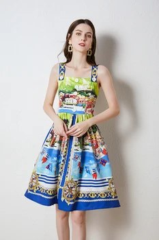 2021 M. Vasarą Moterys Spageti Dirželis Backless Boho Mini Suknelė Kilimo Ir Tūpimo Tako Rankovių Gėlių Spausdinti Trumpą Suknelę Vestido
