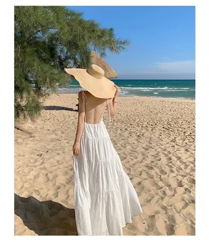 2021 naujas temperamentas holiday beach sijonas ponios bikini backless kabinti ant kaklo suspender tortas ilga suknelė seksualus pasakų paplūdimio suknelė