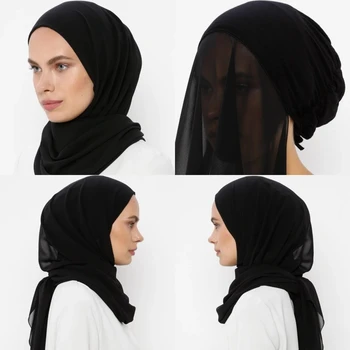 2021 naujas underscarf užsakymą paprasto momentinių šifono hijab su vidiniu jersey, variklio dangtis, kepurės skarelė ilgai satino pamušalas bžūp skara-šalikas