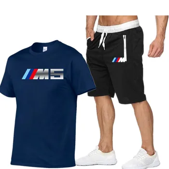 2021 naujas vyrų spausdinti BMW sportiniai šortai kostiumas trumparankoviai kvėpuojantis T-marškinėliai + šortai vyrų krepšinio mokymo kostiumas