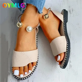 2021 nauji didelio dydžio sandalai moteriška vieno žodžio zawalcowany kojos žiedas sandalai butas atsitiktinis mados šlepetės mados batai