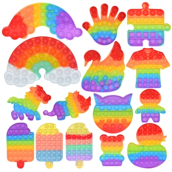 2021 Rainbow Push Burbulas Fidget Anti Stresas Žaislai, Minkšti Išspausti Jutimo Žaislas Padėti Sumažinti Stresą, daugiau Dėmesio skirti Suaugusių Vaikų Žaislas