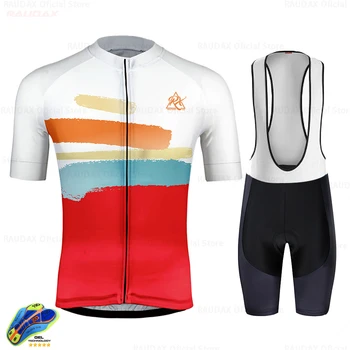 2021 Raudax Dviračių Džersis nustatyti vyrų vasaros Lauko dviračių drabužių Roupas de ciclismo MTB bike Team, dviračių sporto šortai