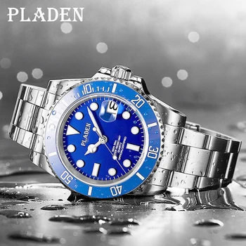 2021 vyriški Laikrodžiai PLADEN Viršuje Verslo Prekės ženklo Kvarcinis Laikrodis Vyrų Nerūdijančio Plieno, atsparus Vandeniui Naras Mėlyna Prabanga Rolexable Laikrodis