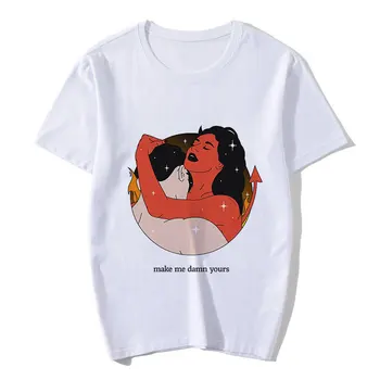 2021 Šėtonas Moterų Marškinėliai Demonai Vasaros Mados Atsitiktinis Trumpas Rankovės Estetinės Moterų marškinėliai korėjos Tumblr Kalė 