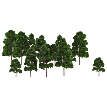 20pcs tamsiai Žalios Plastikiniai Modelis Medžių HO N Z Masto Traukinio Modelis Rinkiniai Geležinkeliai Dekoracijos Maketai Diorama Architektūros Dekoro Priedų
