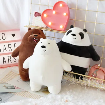25cm Anime ir animacinių filmų Tris Plikas Lokys Labai minkštas Pliušinis lėlės mielas Nuolatinis panda Polar bear Meškiukas Kimštiniai žaislai dekoruoti dovanas