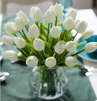 30PCS/DAUG Tulip Gėlių Nekilnojamojo Touch Vestuvių Gėlių Puokštė Dirbtinio Šilko Gėlių Namų Šaliai Dekoro