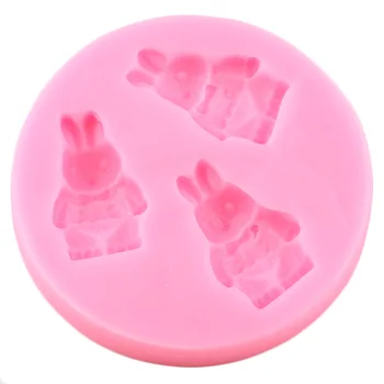 3D Triušis Easter Bunny Silikono Formų Kūdikio Gimtadienio Cupcake Topper Minkštas Tortas Dekoravimo Priemonės, Saldainiai, Šokoladas Gumpaste Liejimo formos