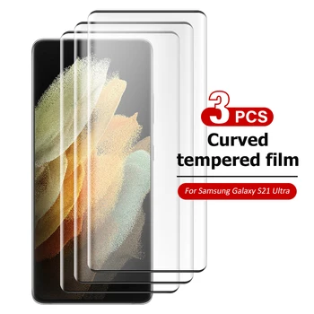 3pcs Lenktas Grūdintas Stiklas Samsung Galaxy S21 Ultra s20 s21 plius 20 Pastaba Ultra Stiklo Screen Protector For Galaxy S 21 S20