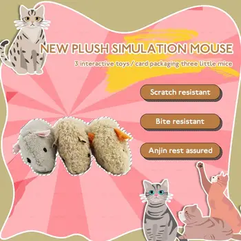 3pcs Pliušinis Modeliavimas Pelės Katė Žaislas Pliušinis Pelės Katė Nulio Bite Atsparumas Interaktyvus Pelės Žaislas Palying Žaislas, Skirtas Cat Kitten