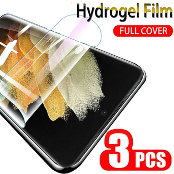 3PCS Priekiniai Hidrogelio Plėvelės Samsung Galaxy S21 Ultra 5G 6.8