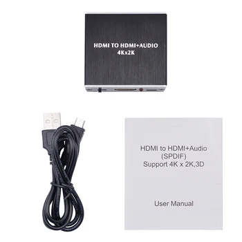4K X 2K su HDMI suderinamų Garso Išgavimas + Optinis TOSLINK SPDIF + 3,5 mm Stereo Audio Extractor Konverteris Audio Splitter