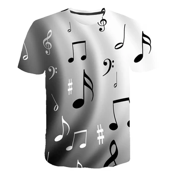 4T-14T vaikų Naujos Asmenybės 3d Skaitmeninis Spausdinimas vaikai trumparankoviai marškinėliai Muzikos Pastaba Ledo Gaisro berniukų, mergaičių Atsitiktinis Apvalios Kaklo