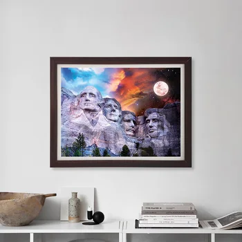 5D Diamond Siuvinėjimo Kraštovaizdžio Mount Rushmore Mėnulis Visiškai Gręžimo Kryželiu Amerika 