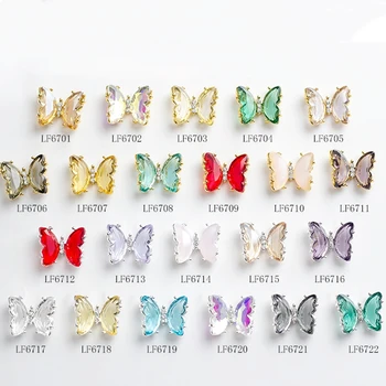 5vnt Crystal Butterfly Lydinio Nagų Dailės Papuošalai Aurora 3D Drugeliai Nagų Cirkonio Papuošalai 