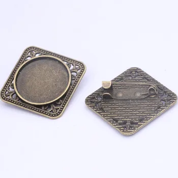5vnt derliaus antikvariniai bronzos tinka 20mm cabochon sagė pin bazės nustatymo ruošiniai 