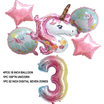 6 rožinės spalvos gradientas balionai 32 colių skaitmeninio gimtadienio apdailos vienaragis temą šalies apdaila vaikų balionas prekes