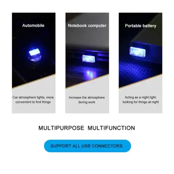 7 Spalvų Mini USB Šviesos diodų (LED) Modeliavimo Lengvųjų Automobilių, Aplinkos Šviesos Neonas Interjero Lengvojo Automobilio Salono Interjeras Automobilių Lengvųjų Automobilių Reikmenys