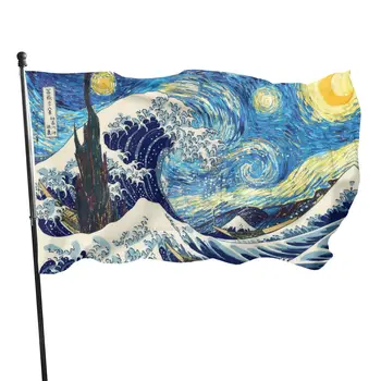 90x150cm olandų Tapytojo Van Gogh Klasikinės Tapybos žvaigždėtas dangus vėliava