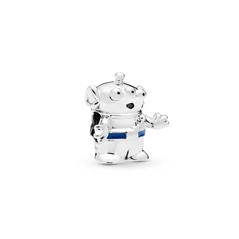 925 Sterlingas Sidabro Robotas Serijos Mažai Cute Stiliaus Lucky Katė Granulės, Tinkami Originalus Pandora Pakabukai Apyrankės 