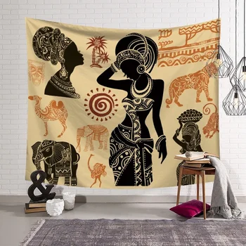 Afrikos moteris kabinti medžiaga Namo apdaila gobelenas Gyvenimo kambario sienos kabo Miegamojo lovos apdailos fone cloth95*73cm