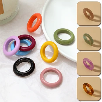 Akrilo Mados Skaidrus Prašmatnus Korėja Žiedas Minimalistinio Dervos Geometrinis moteriški Žiedai Mergaitėms Marmuro Modelis Vintage Papuošalai