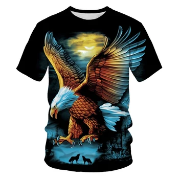 American Eagle Spausdinami 3D T-shirt Vyrai Amerikos Vėliava Trumpas Rankovės Hip-Hop Juokingas Plaukioja Erelis T-shirt Berniukų marškinėliai Nemokamai shippi