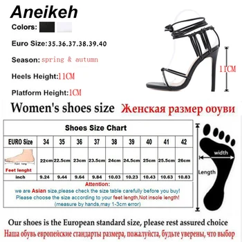 Aneikeh Vasaros 2021 Moterų Batai, Siauros Juostos Galvos Peep Toe Mada Cross-Susieta Romos Zapatos De Mujer PU Aukšti Kulniukai Femmes Sandales