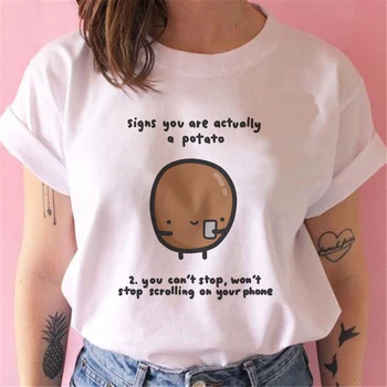 Animacinių Filmų Bulvių Grafinis T Marškinėliai Moterims Atsitiktiniai Trumpomis Rankovėmis Marškinėliai, Femme Harajuku Mados Viršūnes 