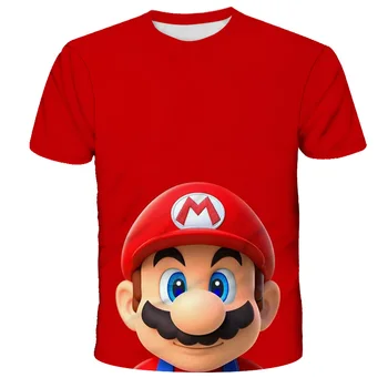 Anime Cartoon Mario 3D T-shirt Naujas Harajuku Stilius Klasikinis Žaidimas Mario Bros Vaikams Drabužių Mario Berniukų Drabužiai Mergaičių marškinėliai kawaii