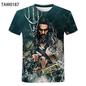 Aquaman superhero T-shirt mados tendencija vyriški / moteriški DC vasaros 3D spausdinimo vaikų trumpomis Rankovėmis Medvilnės kvėpuojantis viršų