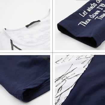 Astrid Vasaros moteriški marškinėliai 2021 Medvilnės Viršų Moteriška Negabaritinių su trumpomis Rankovėmis Drabužius, Vintage White Mados Tendencijos Spausdinti