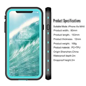Atsparus vandeniui Atveju iphone XS MAX Padengti 360 Visas Apsaugos Telefono Atvejais atsparus smūgiams Šarvai Lauko Sportas, Nardymas, Plaukimo Atveju