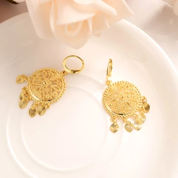 Aukso spalvos Indijos auskarai moterims ir mergaitėms Arabų, Artimųjų Rytų tautinių ornamentų Dubajus Earing Afrikos Dovana