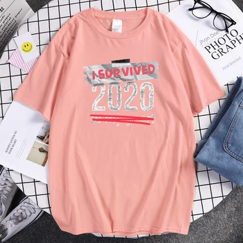 Aš Išgyvenau 2020 Juokinga, Print T-Shirts Mens Harajuku Hip-Hop T-Shirts 2020 Metų Vasaros Naują Atsitiktinis Marškinėliai Prekės Vyrų Mados Viršūnes
