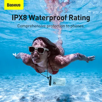 Baseus Universali Vandeniui Telefono dėklas IPX8 Vandens Įrodymas Plaukti Maišelis Maišas Mobiliojo Telefono Dangtelį iPhone 12 Pro Max X Xiaomi 