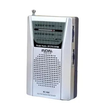 BC-R60 Kišenėje Radijo Teleskopinė Antena, Mini AM/FM su 2-Band Pasaulio Radijo Imtuvas Su Garsiakalbis 3,5 mm Ausinių Lizdas Nešiojama Radijo