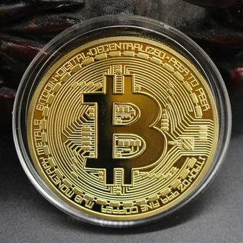 Bitcon Kūrybos Kolekcija, Padengtą Aukso 1PCS Senovinių Monetų Kolekcinė Didžiosios Metalo BTC Imitacija Atveju Dovana Atminimo Meno