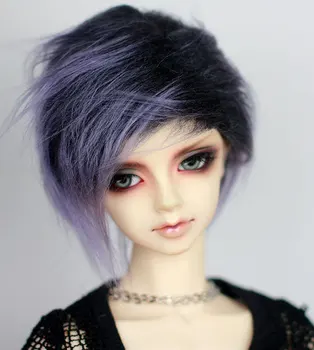 BJD Doll Kailio Perukas violetinė trumpų plaukų perukai už 1/3 1/4 1/6 BJD DD SD MPD MSD YOSD lėlės kailio perukai lėlės